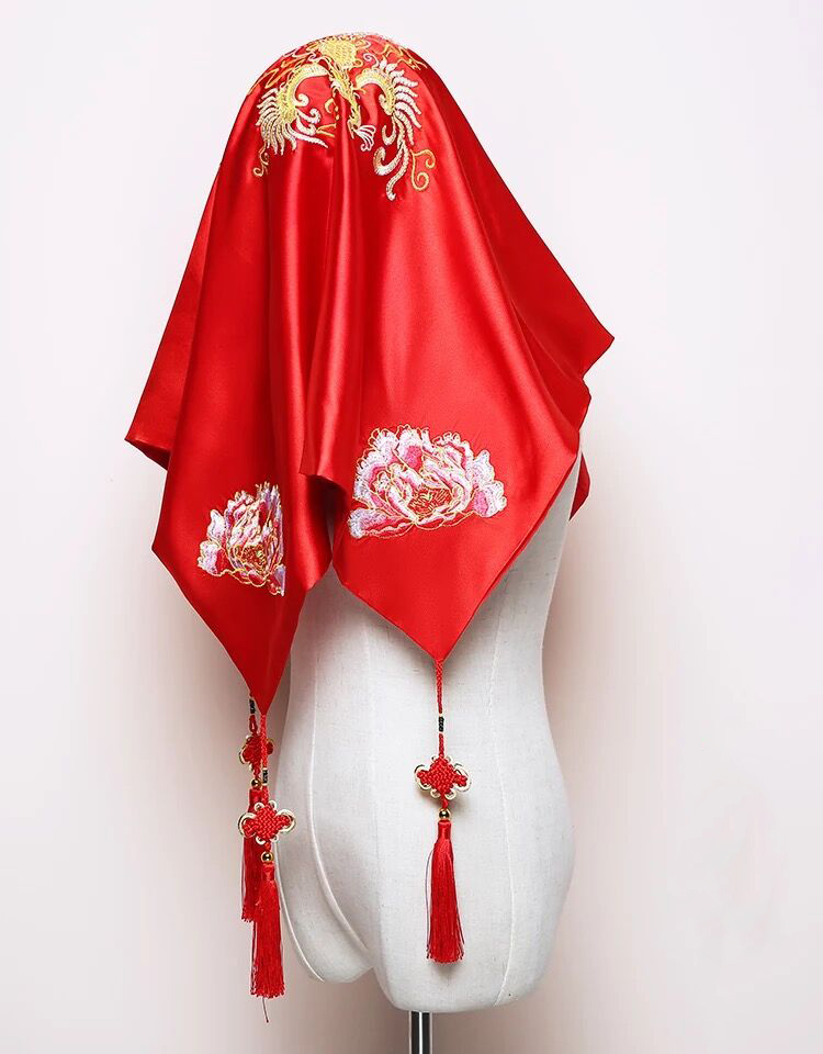 红盖头新款结婚盖头新娘中式刺绣红色古典秀禾服喜帕