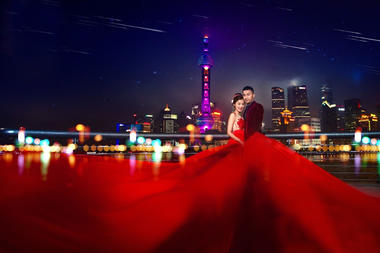 上海米兰尊爵婚纱摄影外滩魔都大气夜景