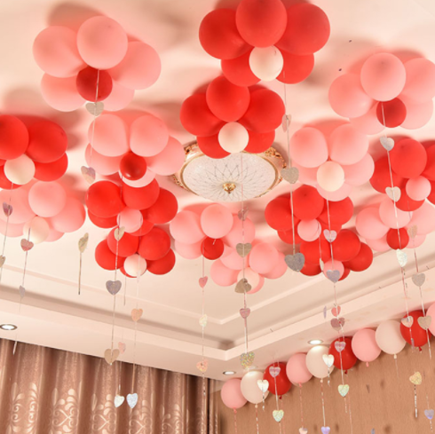 吊坠珠光气球 结婚礼婚房布置 生日派对爱心卡片装饰 背景墙
