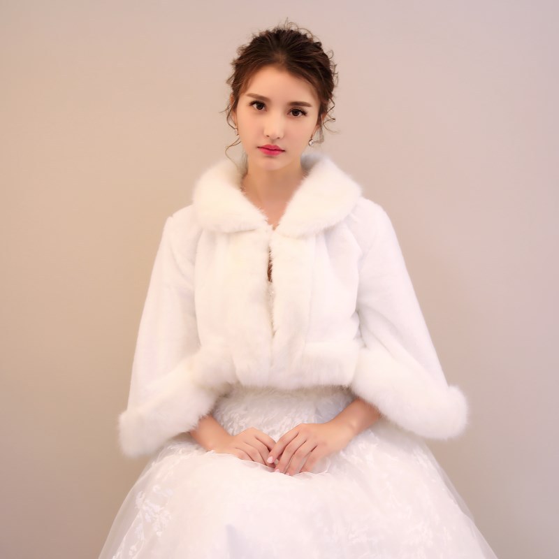 冬季保暖婚紗禮服配件新娘披風婚禮演出女毛披肩24