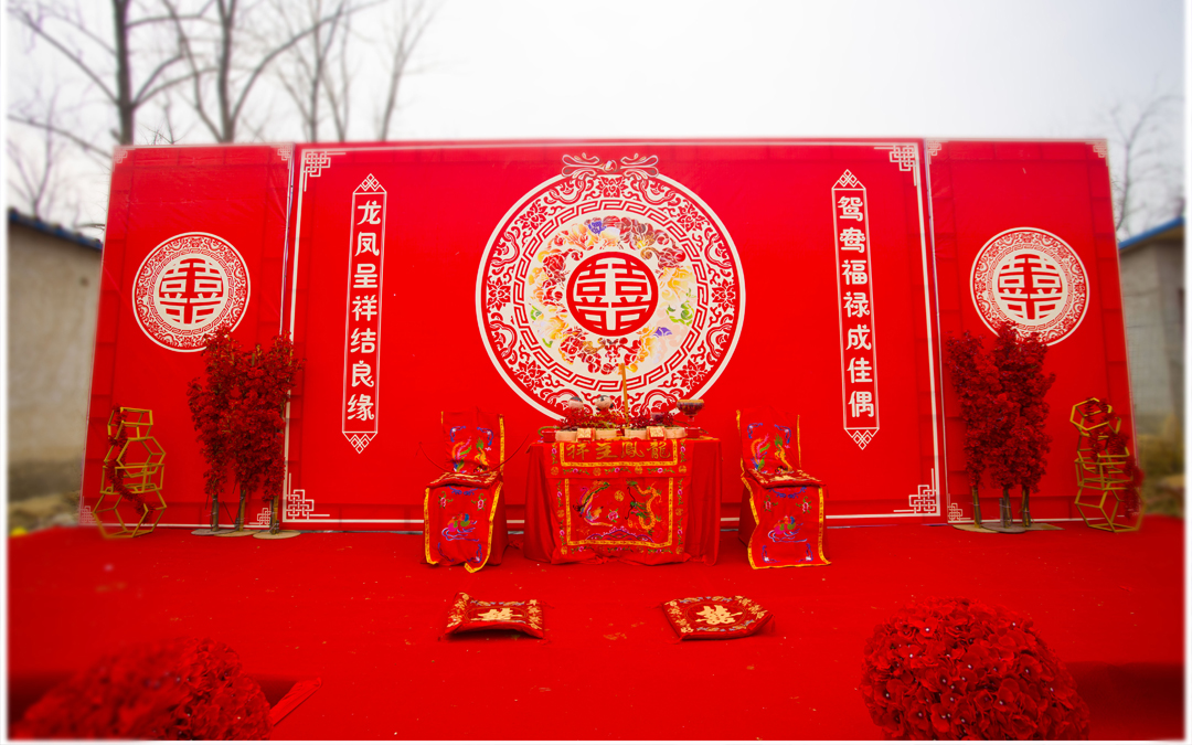 【為愛婚禮】中國紅·庭院風農村戶外婚禮布置