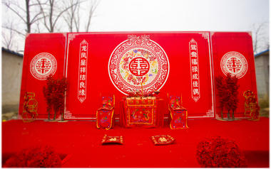 【为爱婚礼】中国红·庭院风农村户外婚礼布置