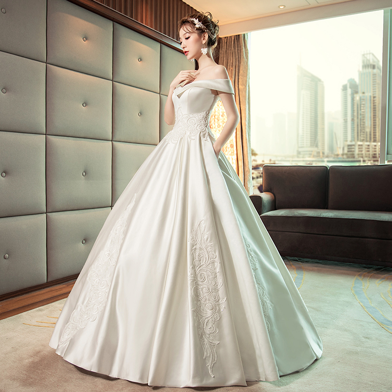 韩版显瘦公主齐地蓬蓬相框婚纱礼服