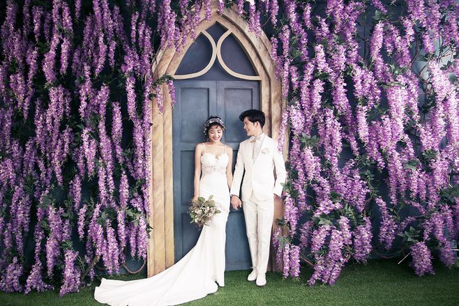 紫色粉色主题婚礼布置