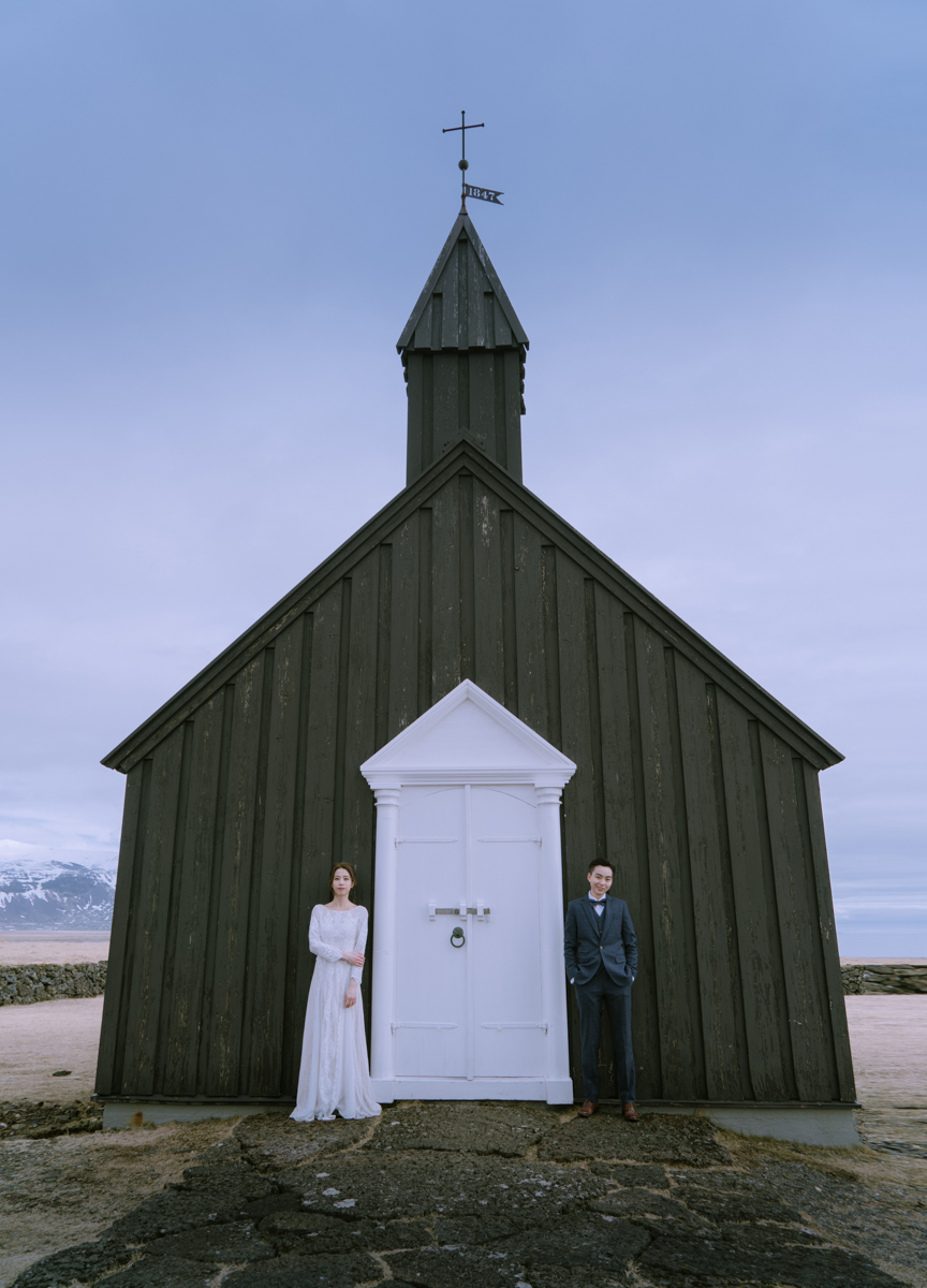 冰岛/雪山半岛/黑教堂/悬崖/唯美浪漫婚纱写真