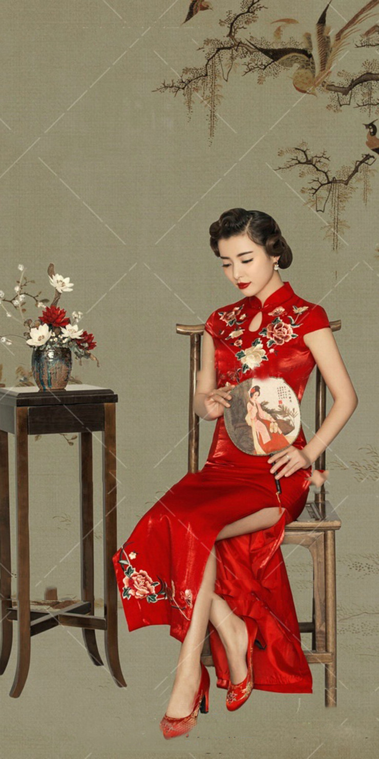 古风写真 个人写真旗袍照 工笔画 复古照