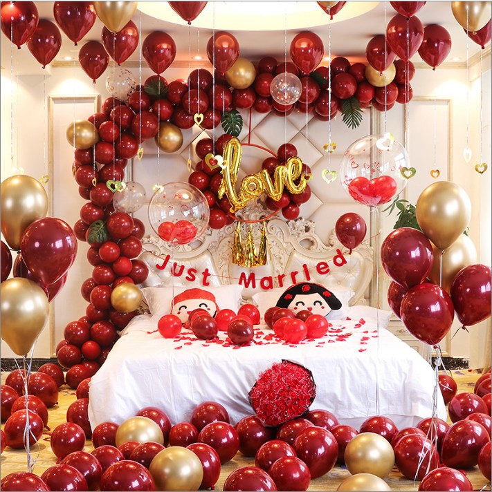 包邮 多款红宝石气球婚房布置搭配套餐系列
