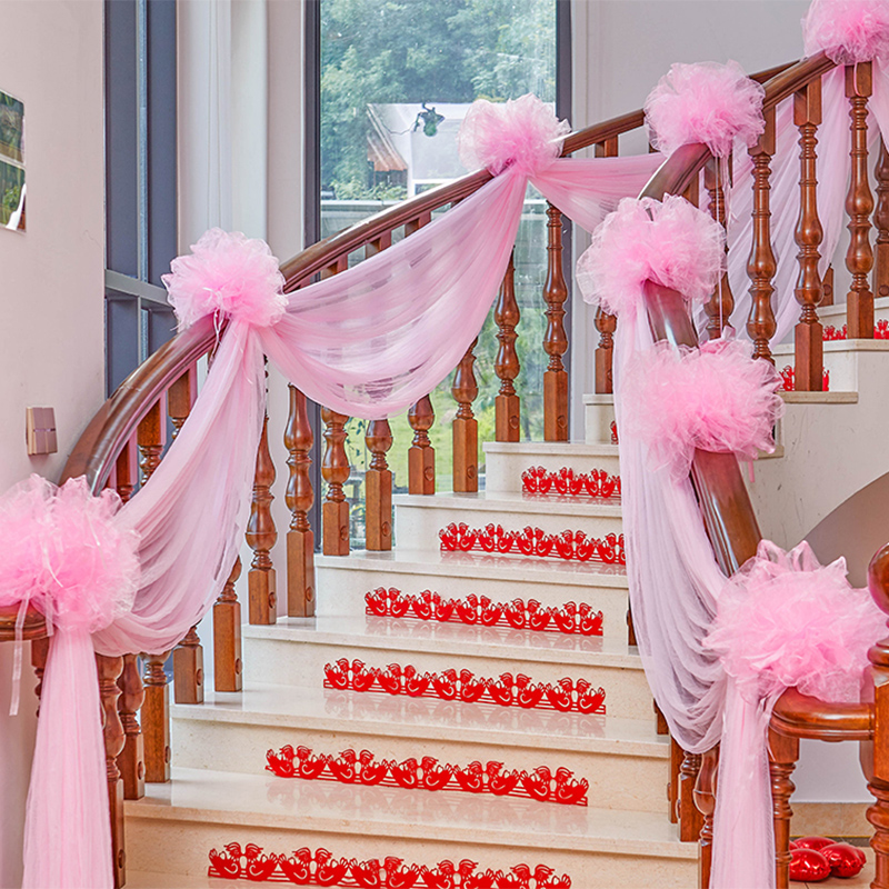 【特價】婚房布置樓梯紗幔裝飾套裝