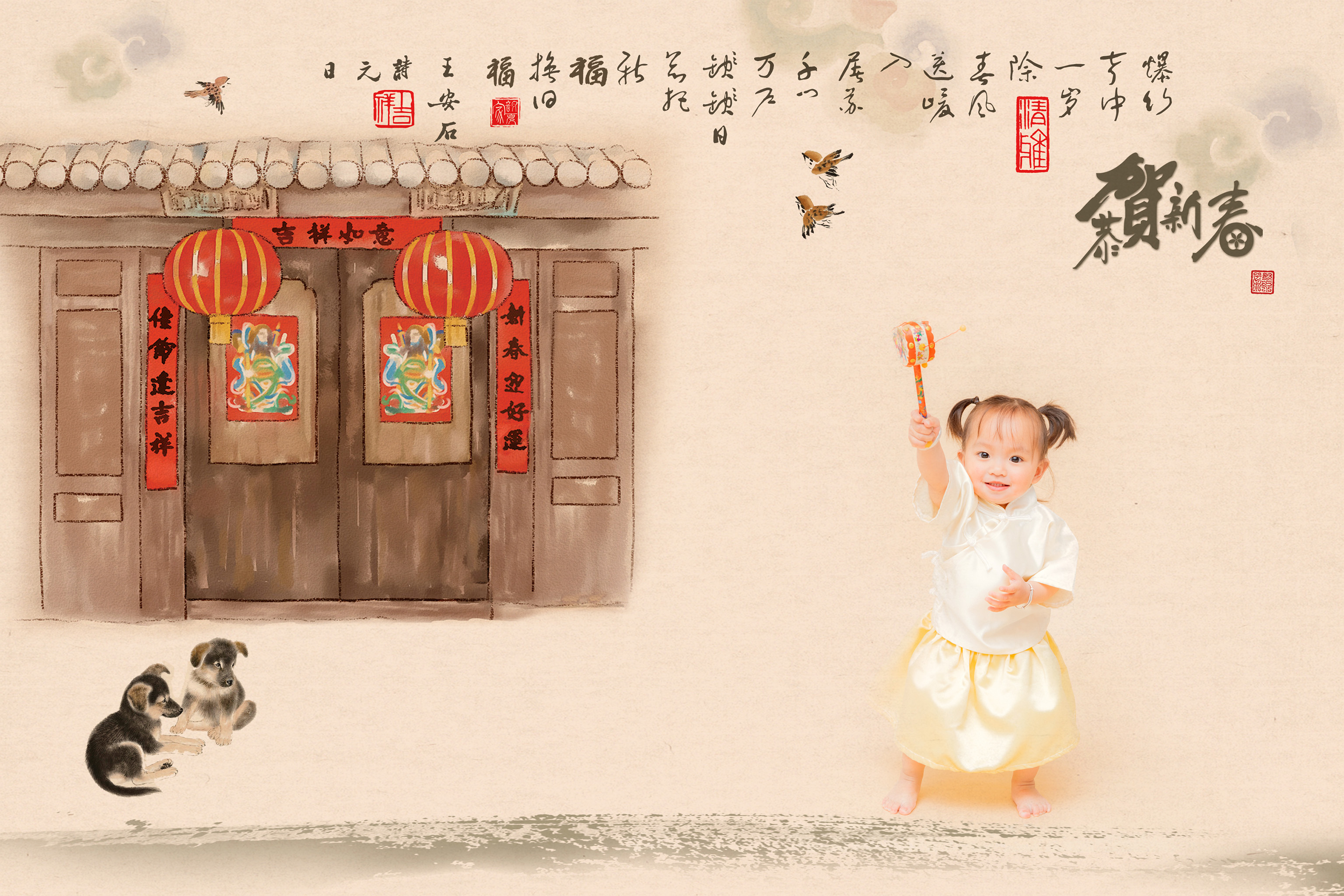 儿童古风拍摄套餐 工笔画古装拍摄