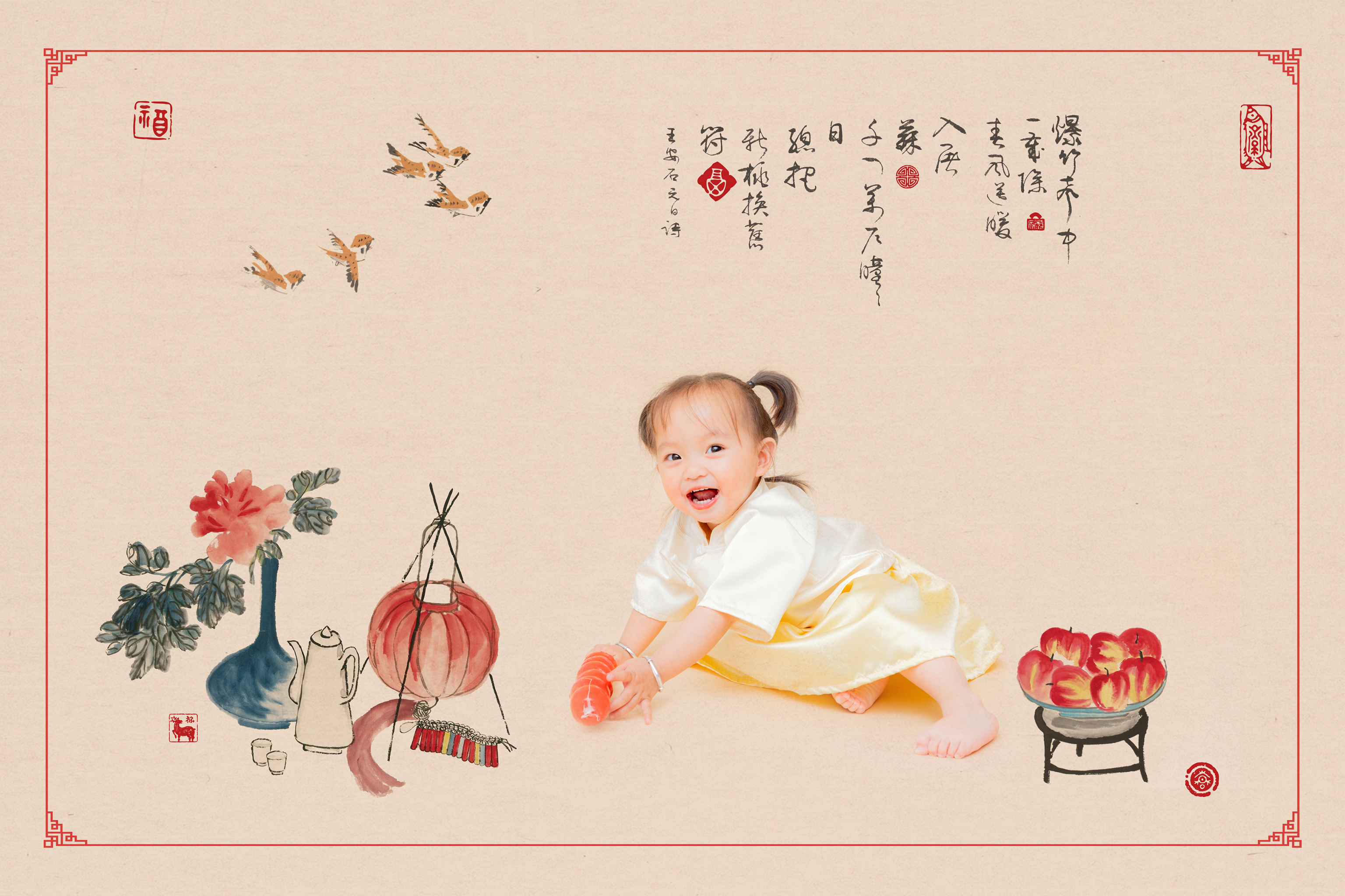 儿童古风拍摄套餐 工笔画古装拍摄
