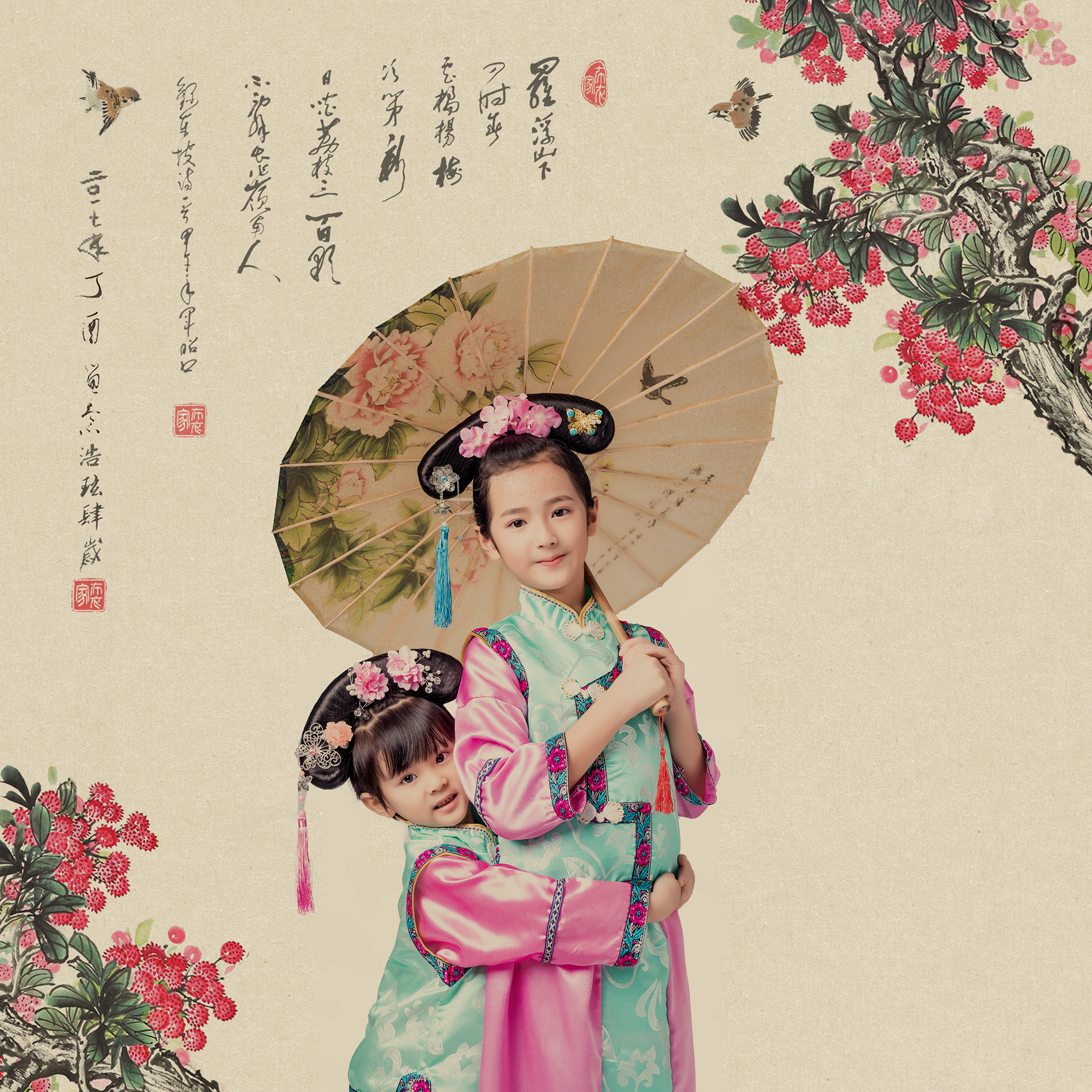 儿童古风拍摄套餐 工笔画古装拍摄