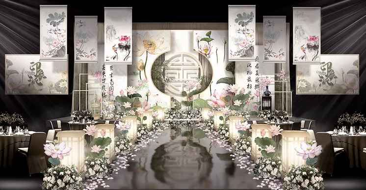 新中式婚礼场景效果图-场景布置