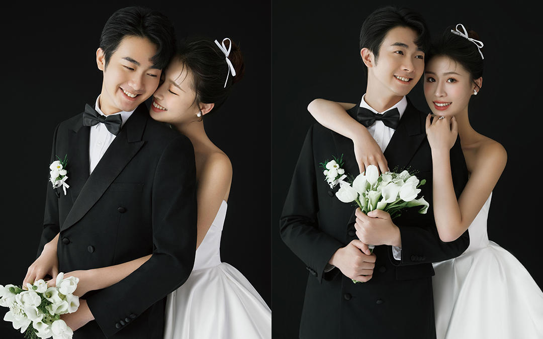 00后超爱的韩系黑色婚纱照，巨甜巨高级！