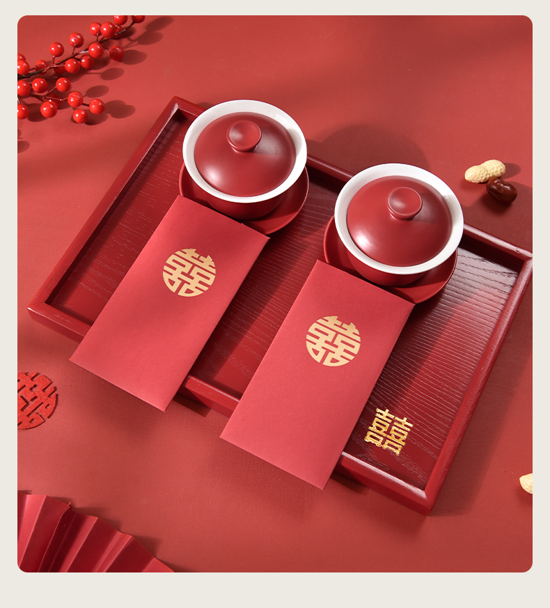 【敬茶套装】骆易家敬茶托盘喜盘敬茶杯喜碗