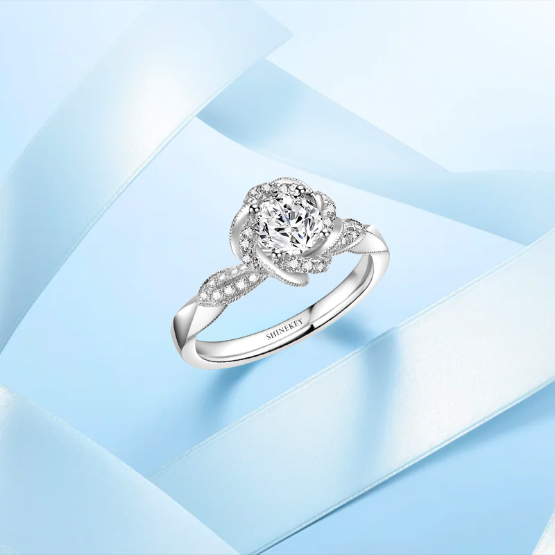 SHINEKEY 光钥 FlowerLove恋花 Pt950钻戒 精选D色克拉钻