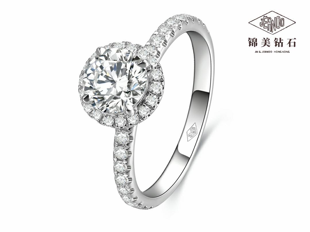 围镶50分GIA圆形求婚钻戒