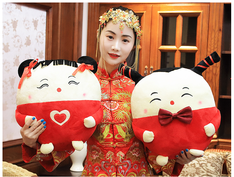 婚庆压床娃娃一对领结款陪嫁婚房布置