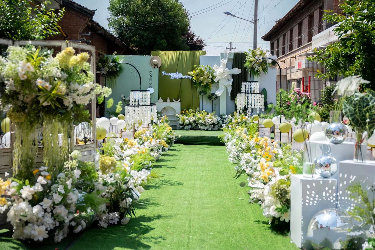 新款婚庆大款地排花仿真绢花成品装饰尤加利花排