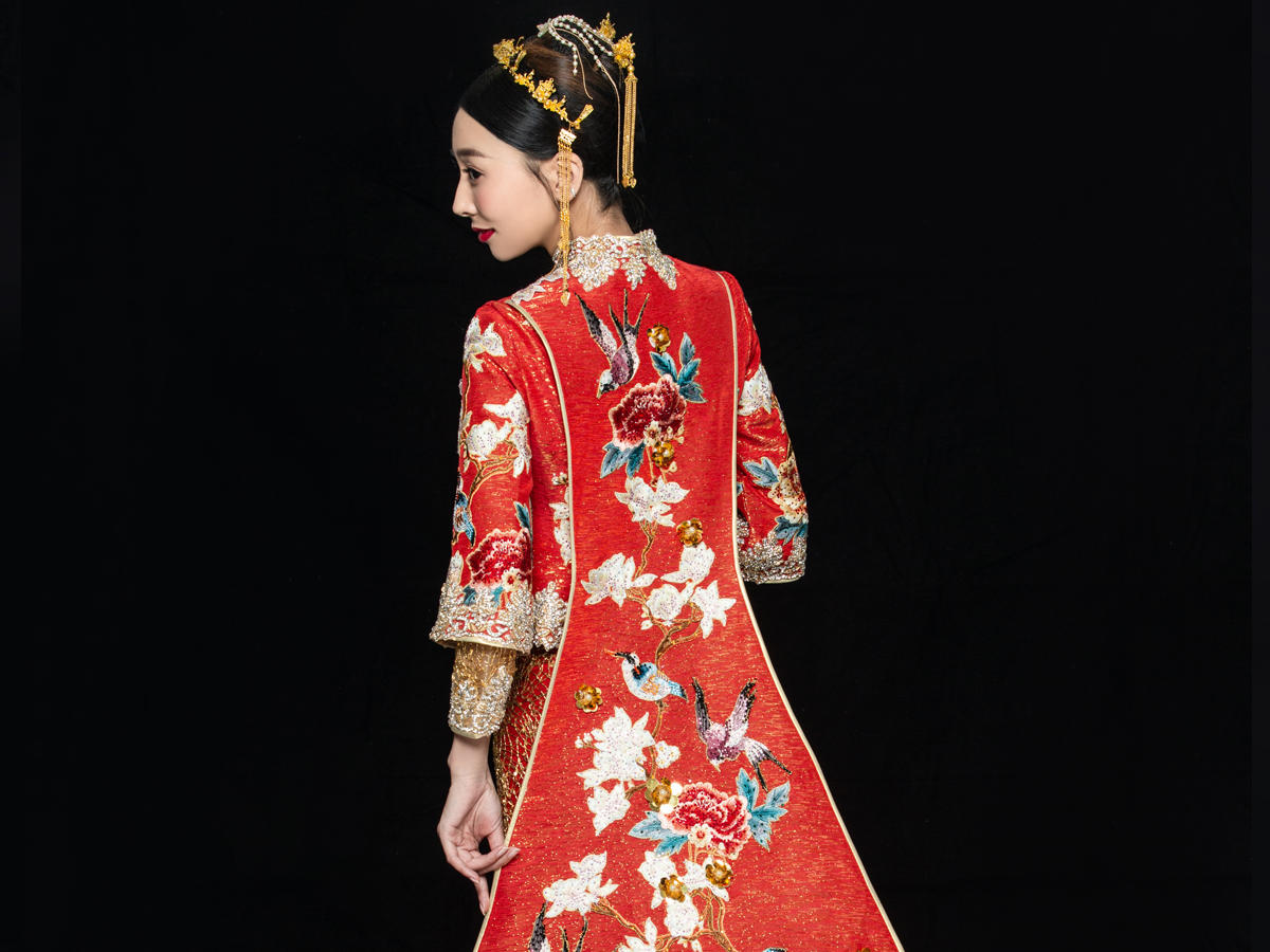 2019新款工笔玉兰燕子马来褂