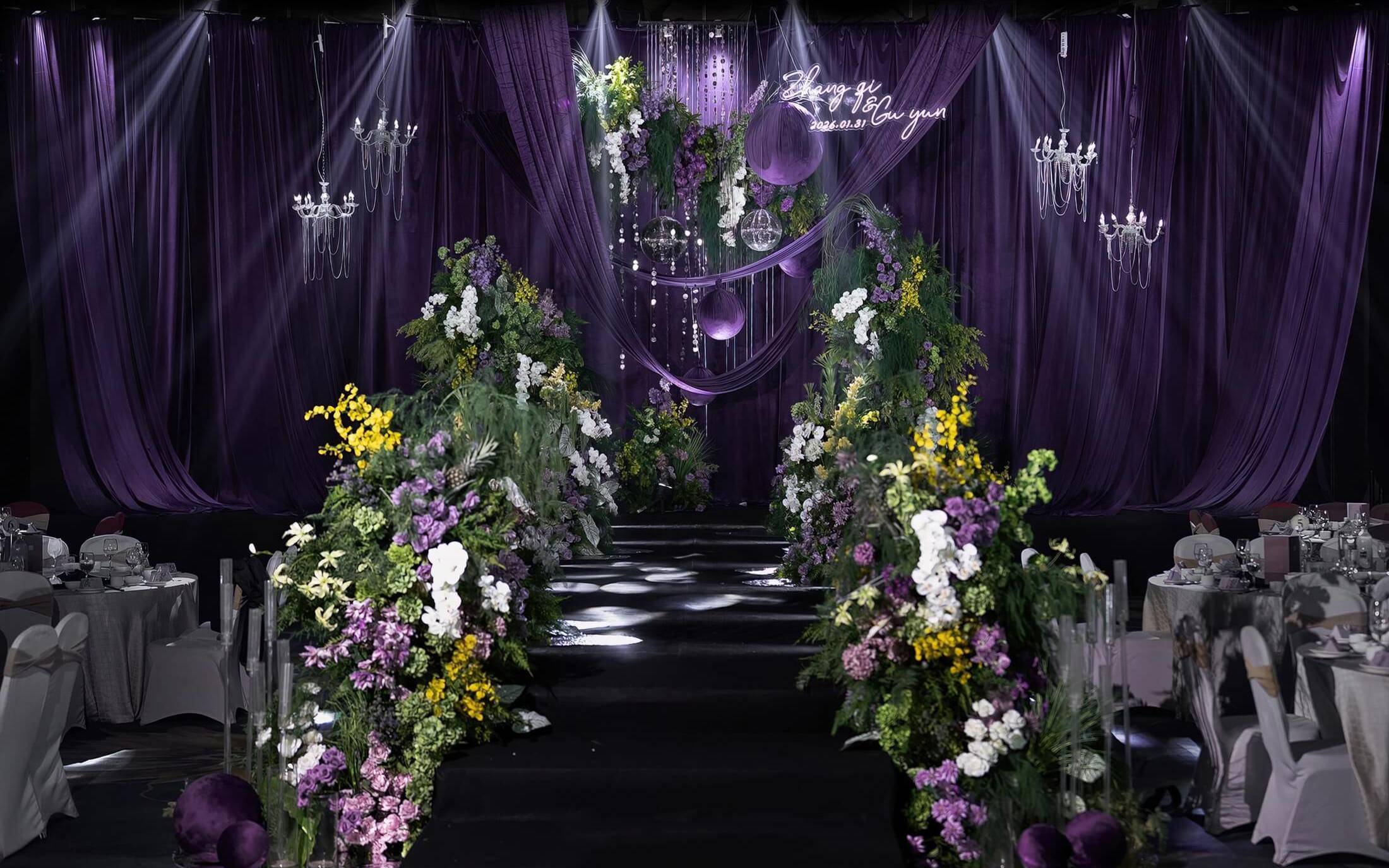 紫色布幔神秘梦幻韩系婚礼