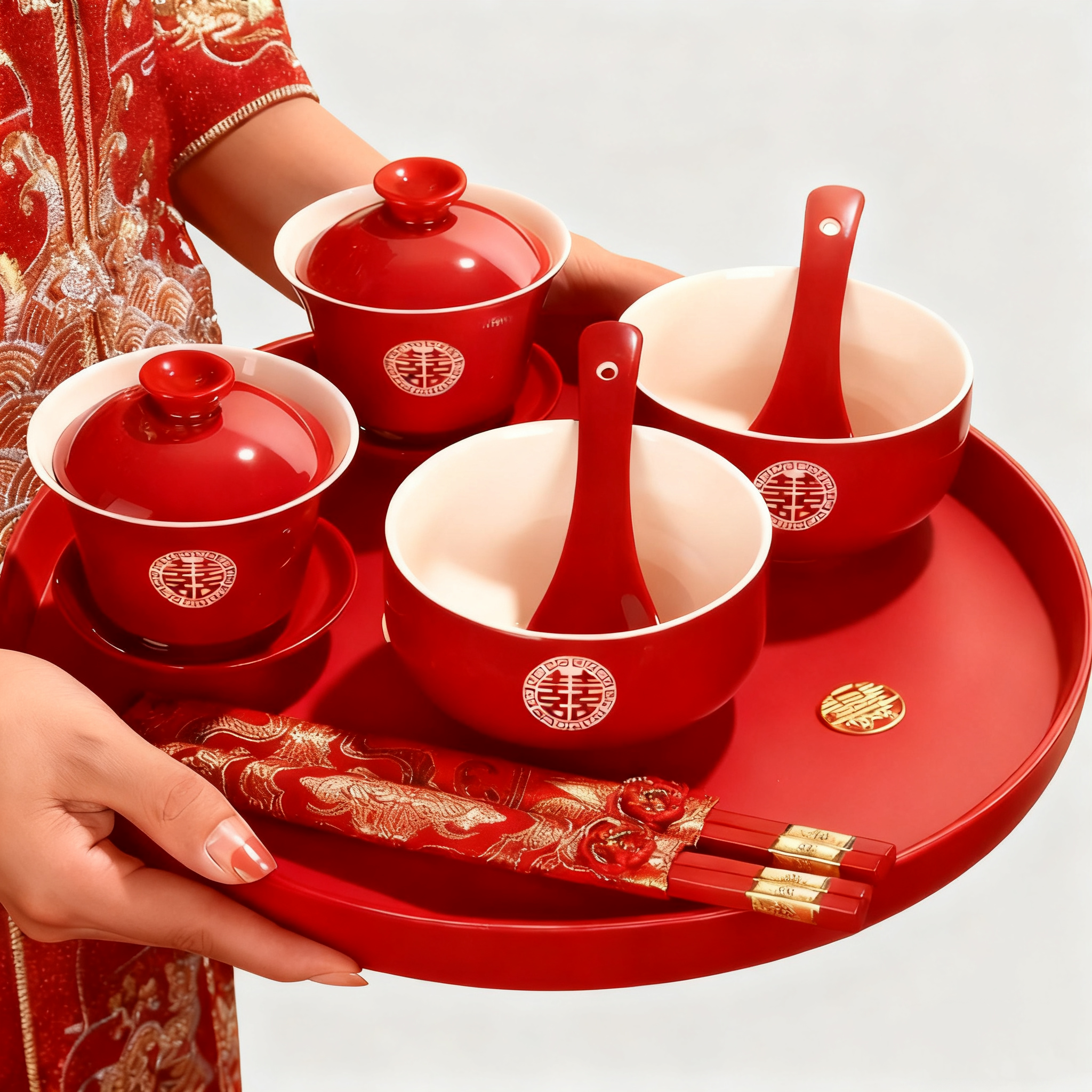 中式敬茶杯套裝敬茶杯陪嫁套裝