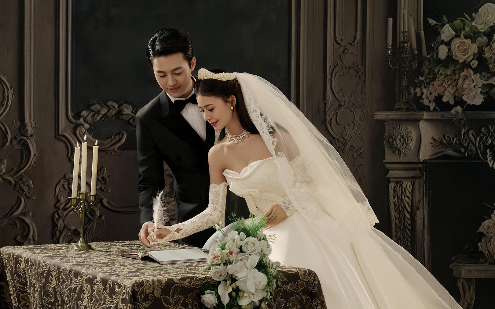 宮廷白紗，這婚照是貴族婚禮??
