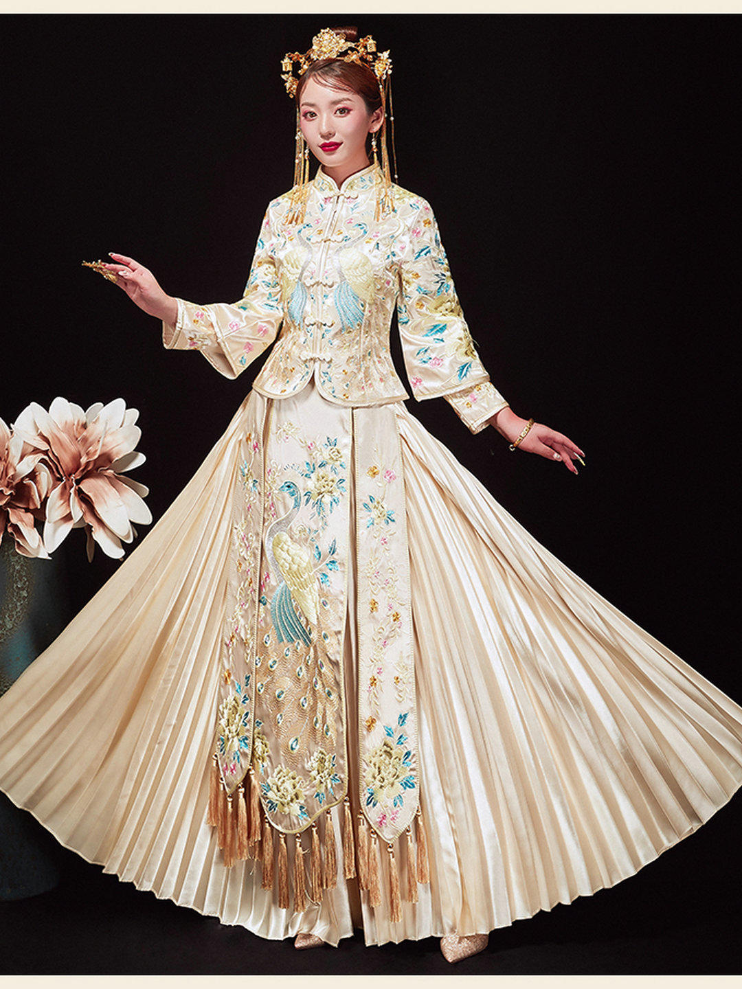 【壹品服饰】蓝色中式秀禾服经典款