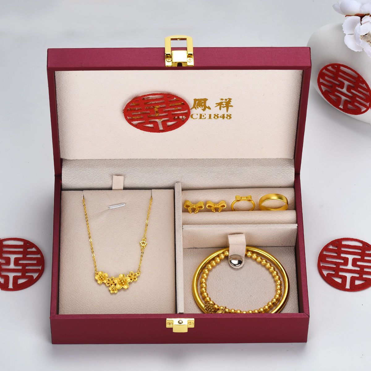 【道具五金】大牌仿真首飾五金七件套三金訂婚結(jié)婚