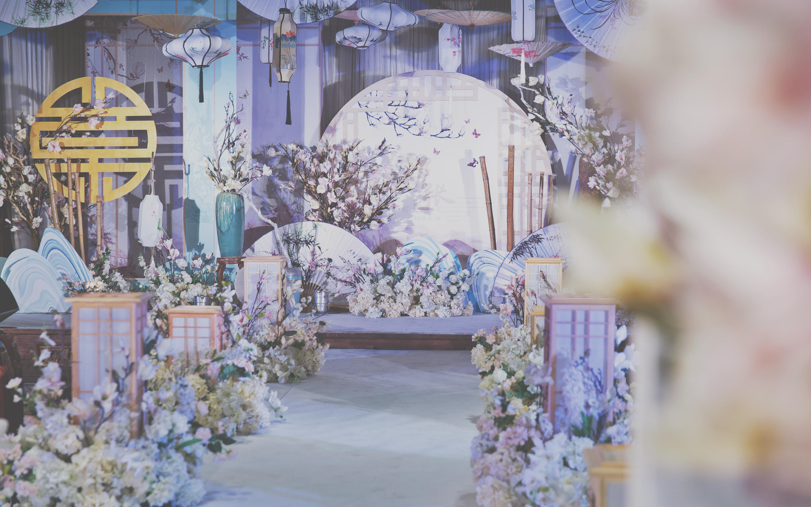 莫兰迪蓝的新中式婚礼，恬静浪漫充满韵味