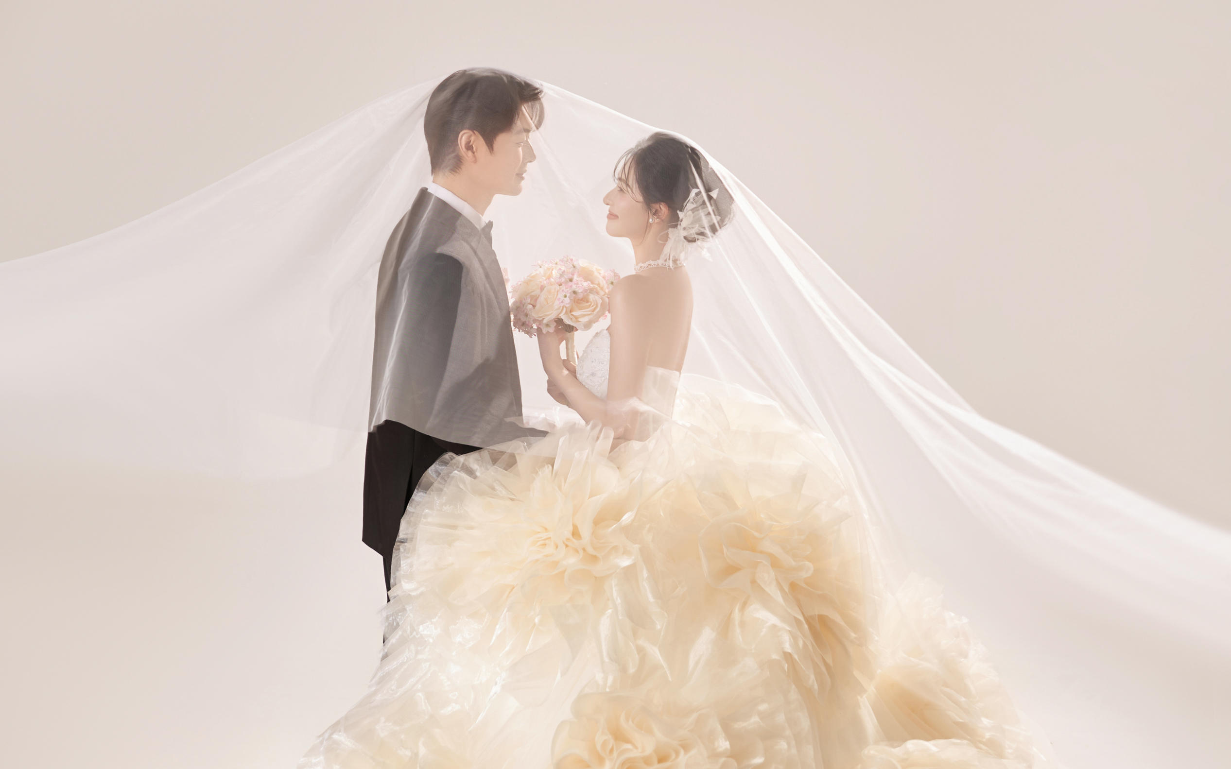 香槟蓬蓬纱裙-室内极简韩式