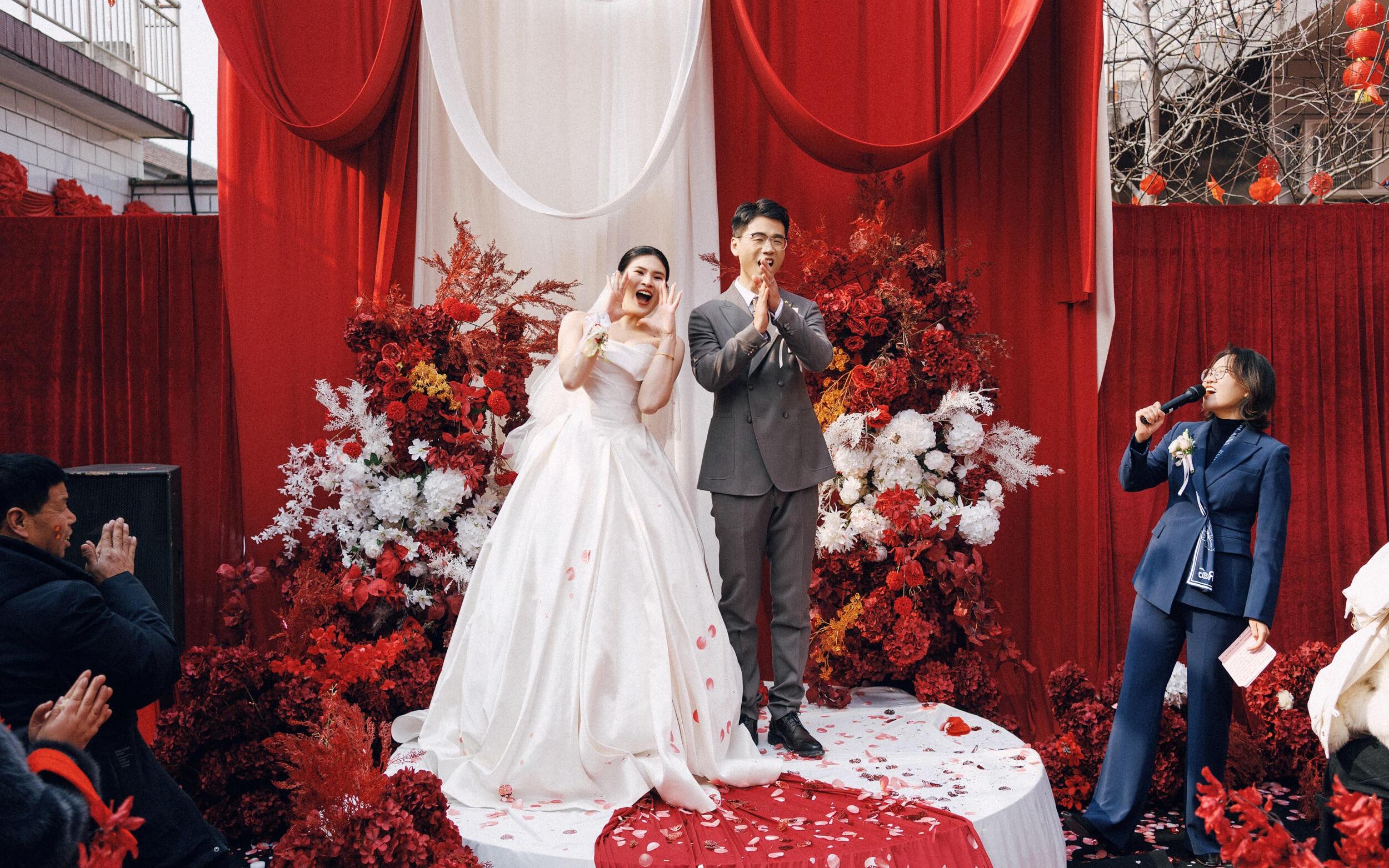 【金铂爵】农村婚礼红色布景也太出片了吧