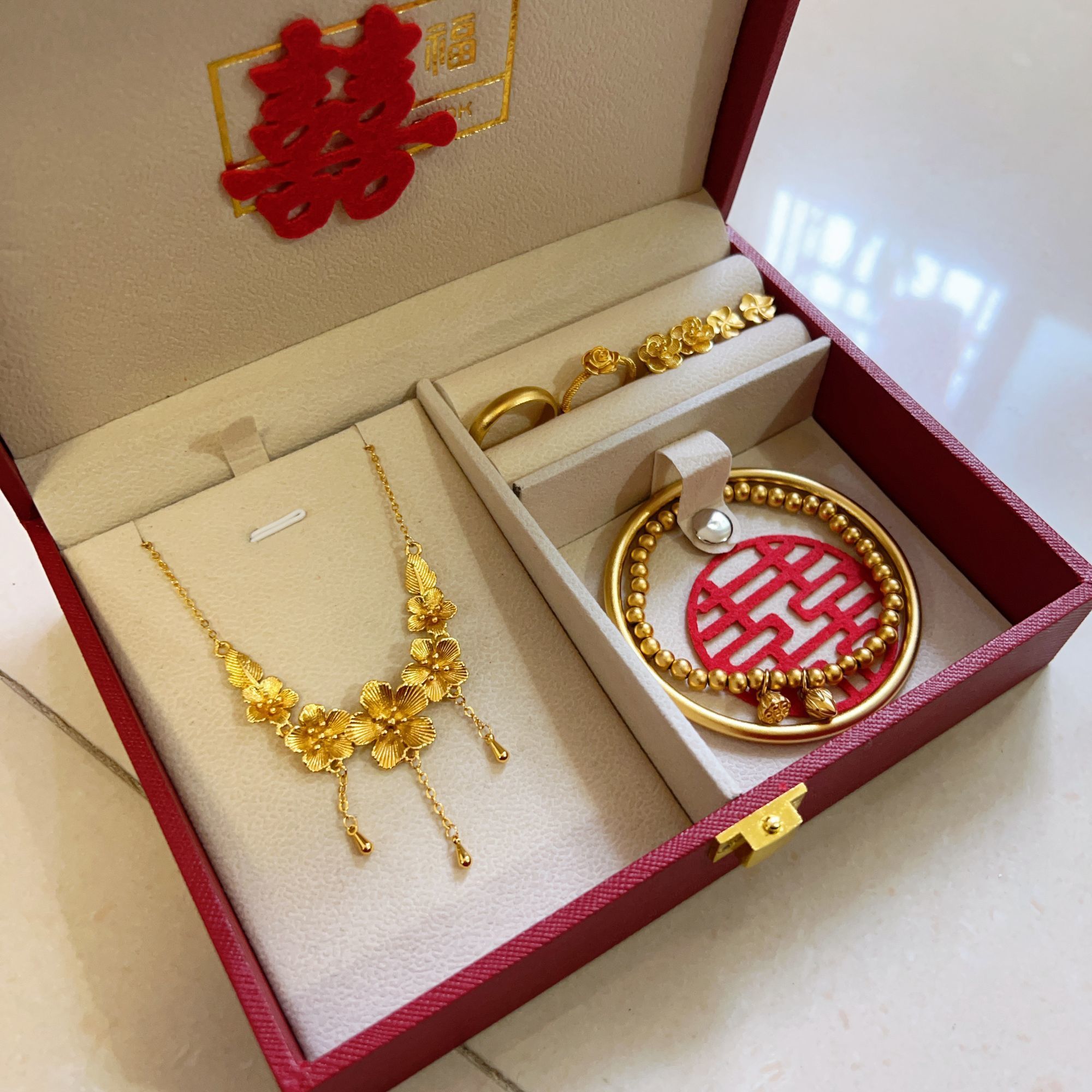 【道具五金】大牌仿真首饰五金七件套三金订婚结婚