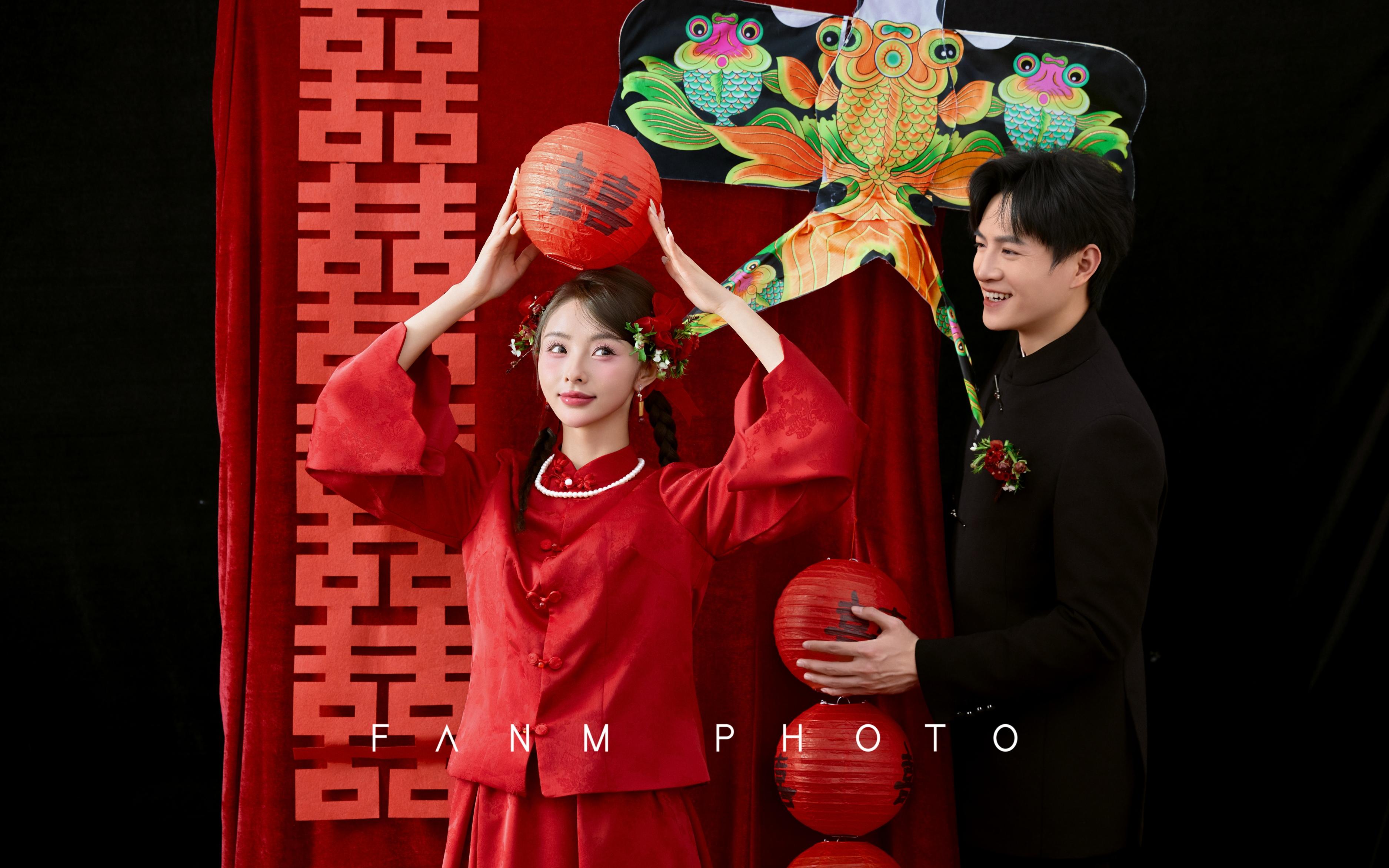 梵梦®原创 |谁能拒绝黑红配的中式婚纱照啊！