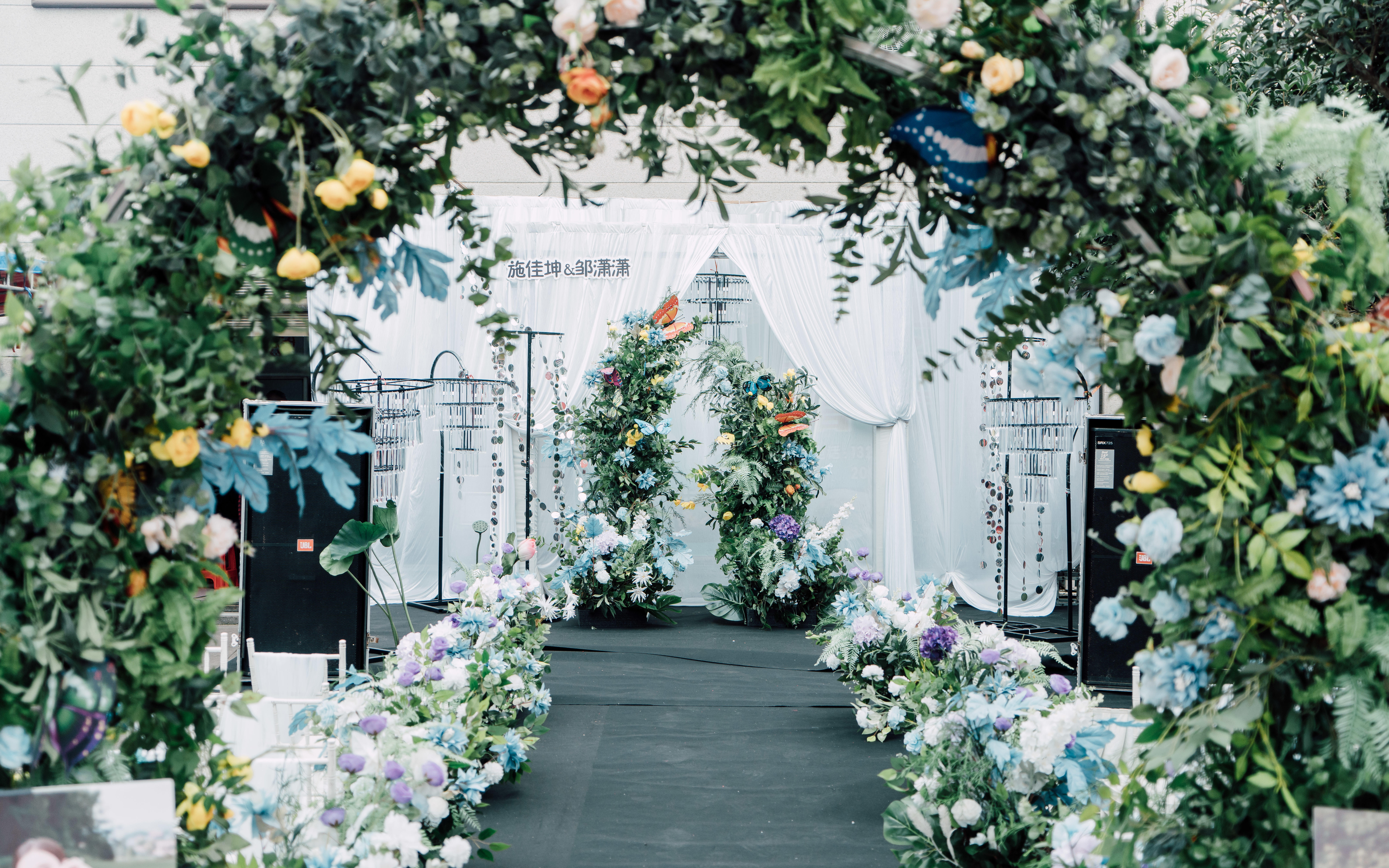 田園風布幔點綴韓式婚禮綠意