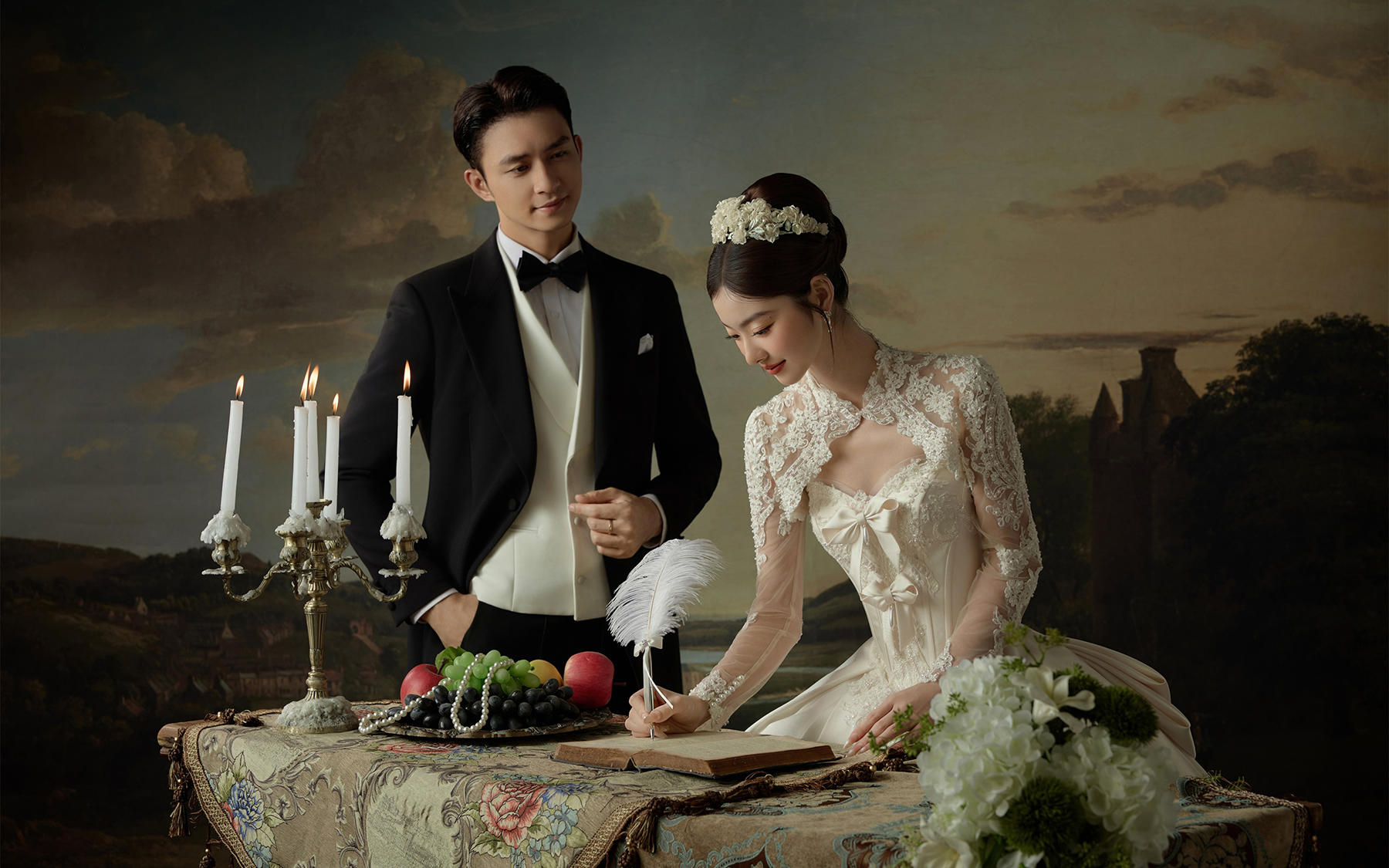 法式复古油画风婚纱照