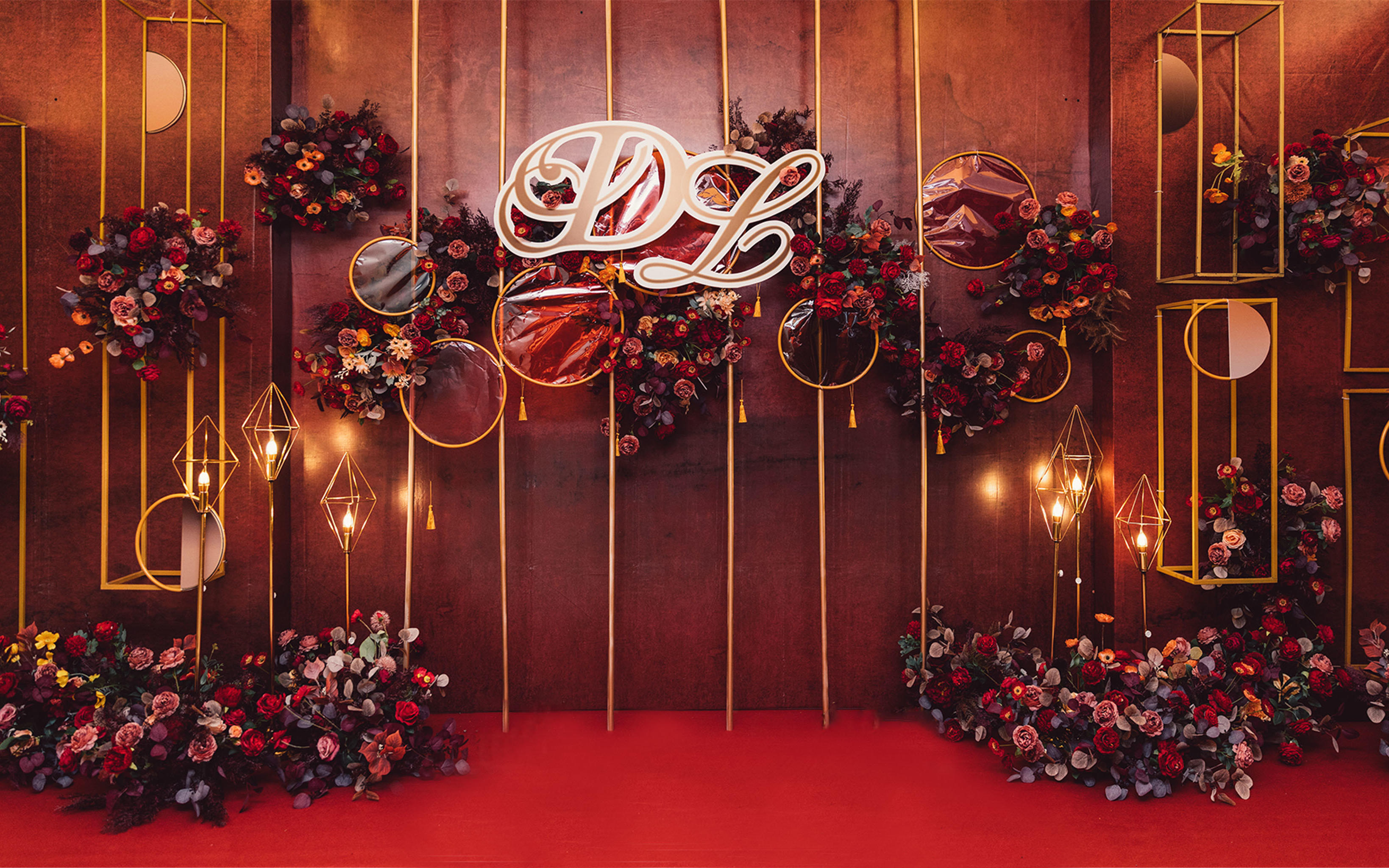 江门婚礼 欧式酒红色婚礼布置