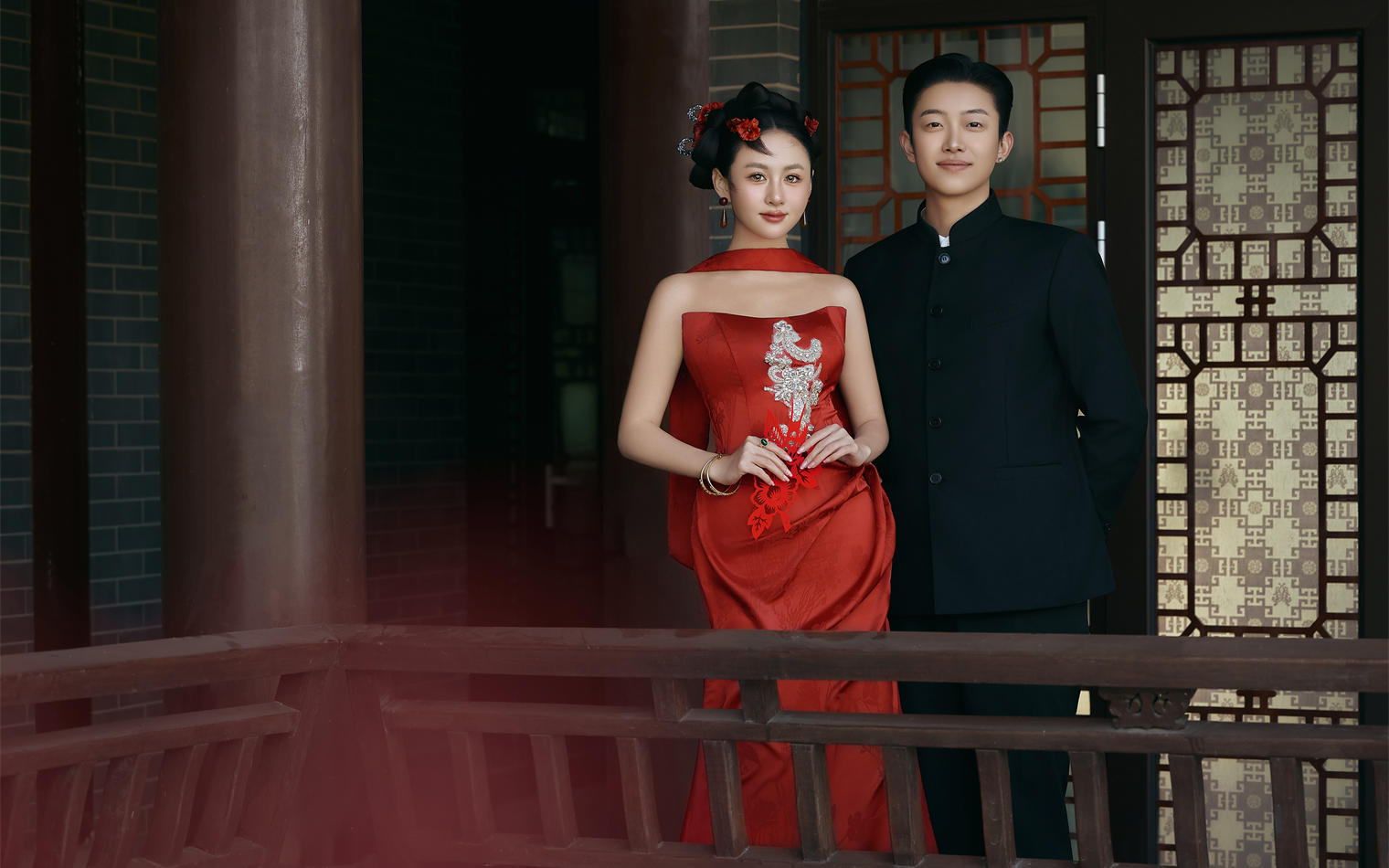 新中式园林风婚纱照