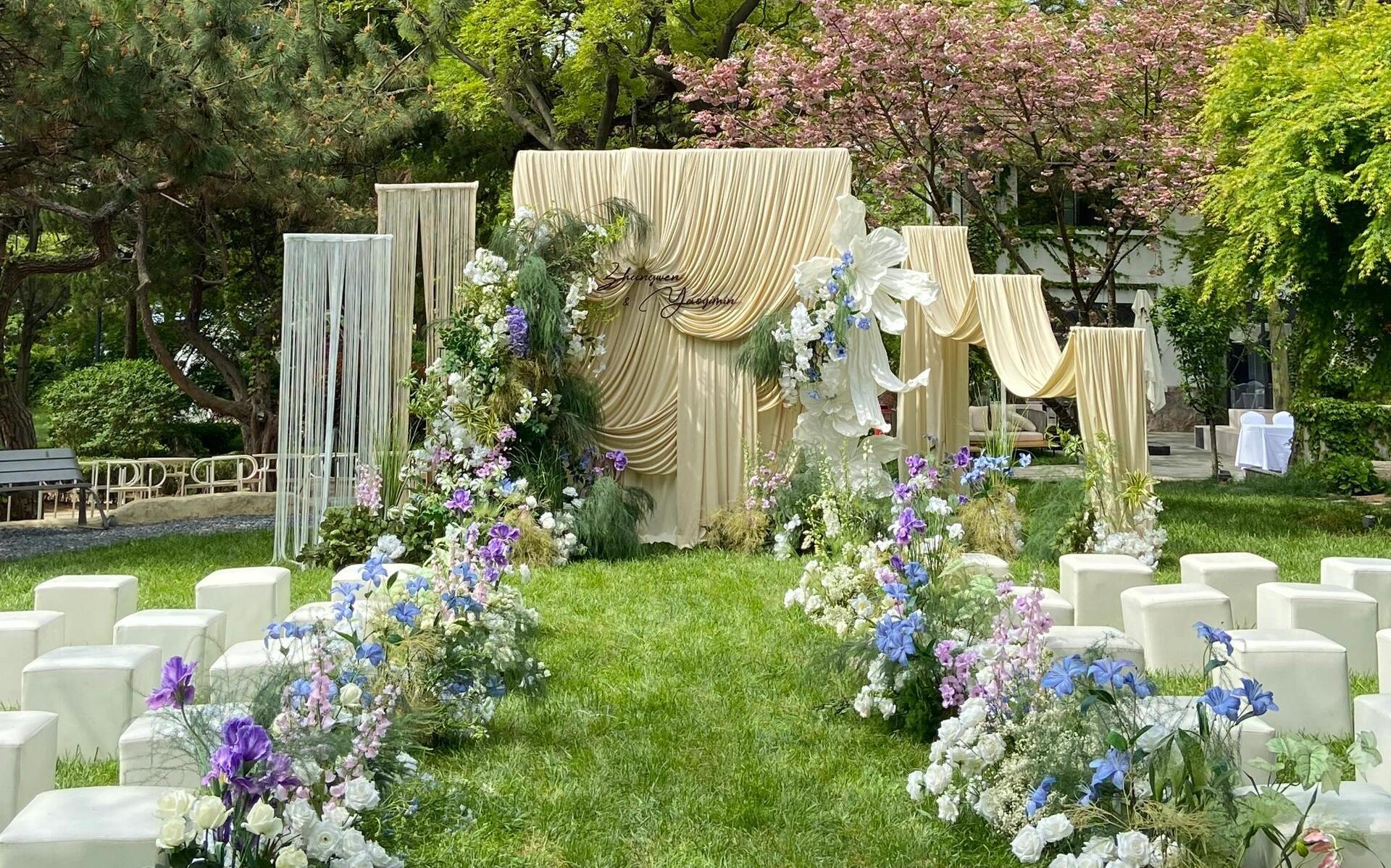 MEMO美慕|奶茶色布幔自然風戶外婚禮