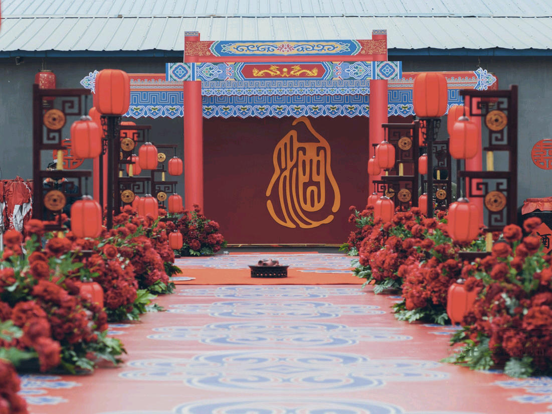 南充仪陇户外婚礼中式坝坝宴红色喜庆大气