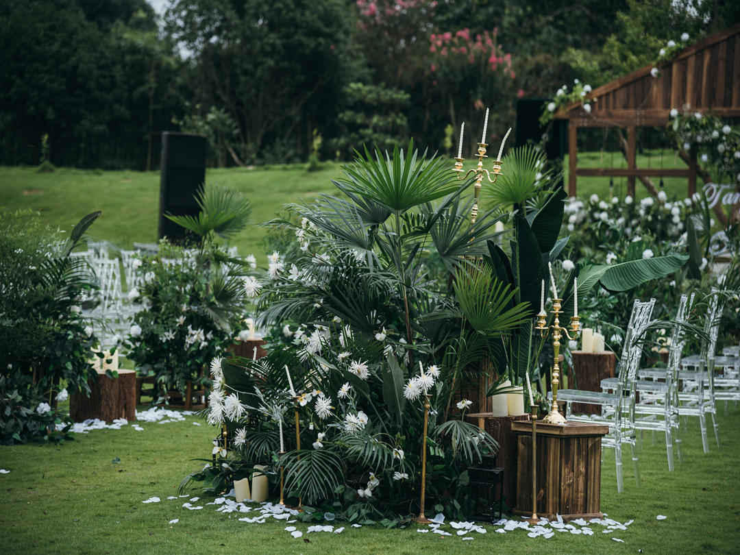 『维卡婚礼』满天星/真绿植+白绿色户外婚礼