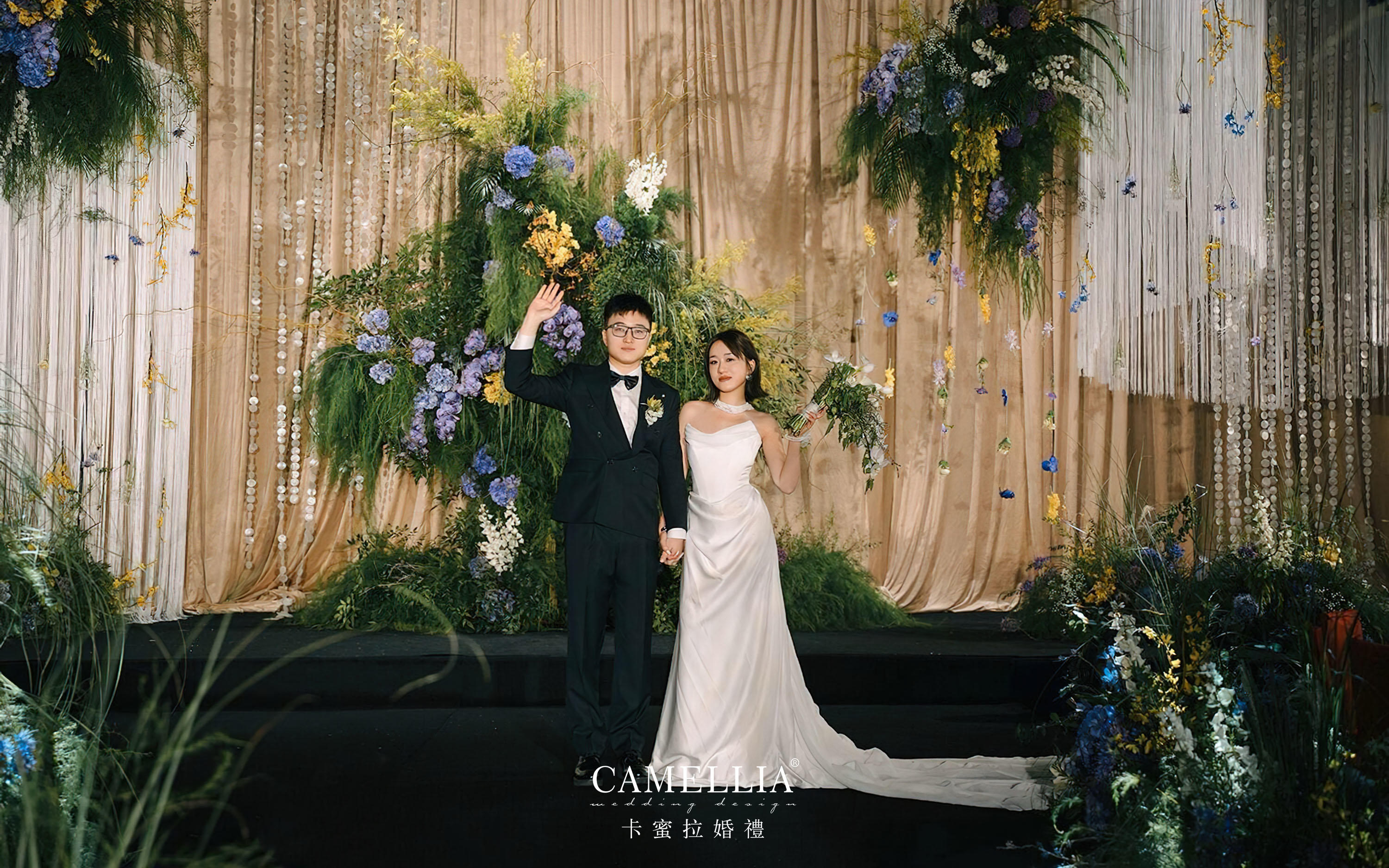 好溫柔的香檳布幔韓式婚禮呀