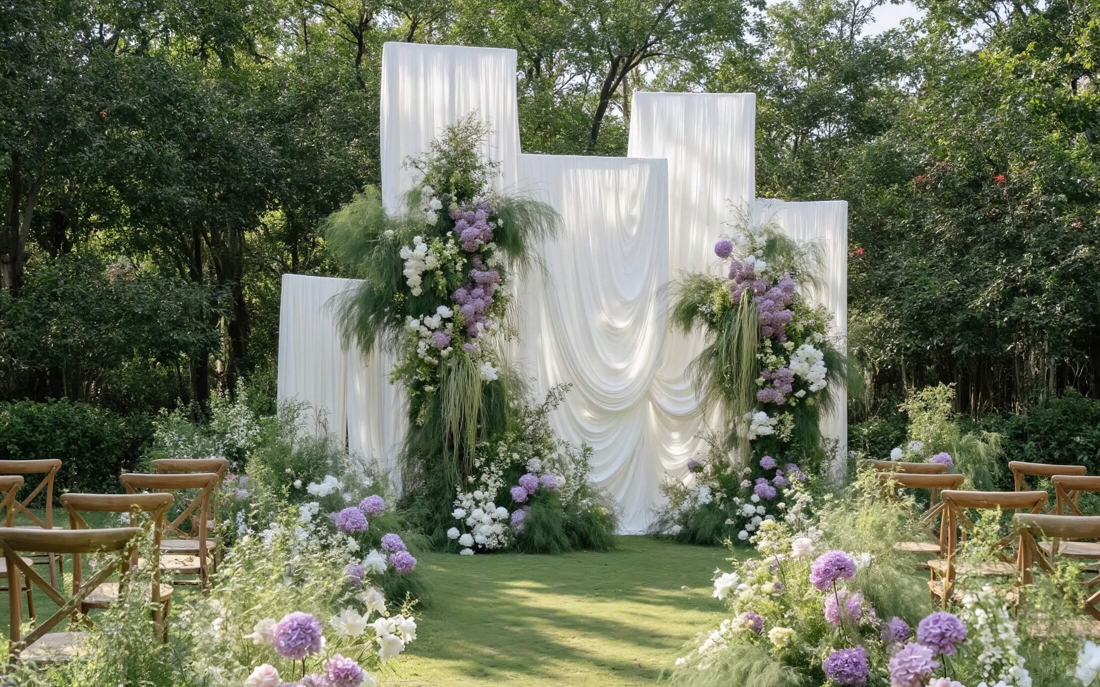 白绿色韩式自然系草坪婚礼