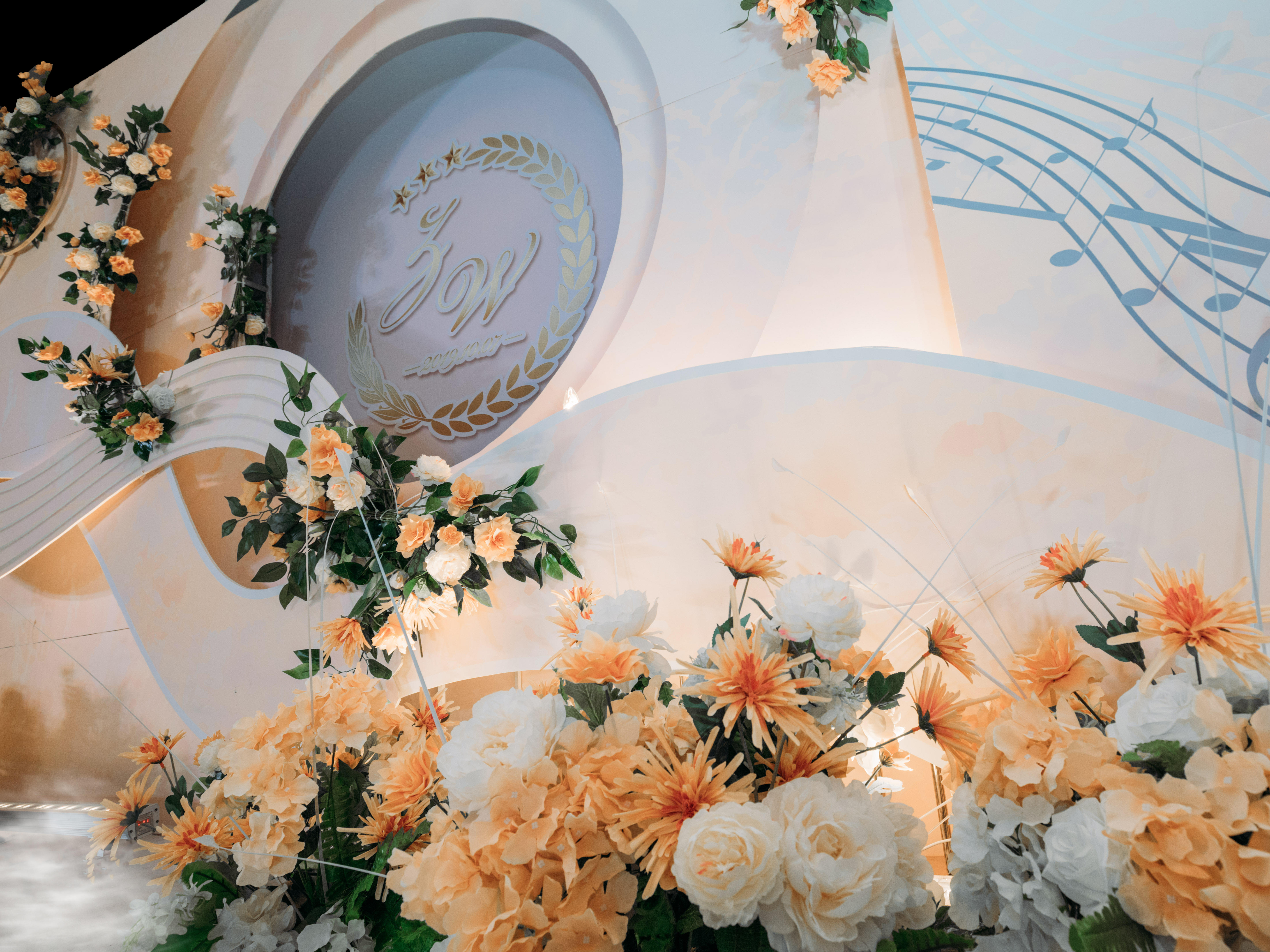 婚融界婚礼 宁卧庄宾馆 橙色系婚礼布置带团队