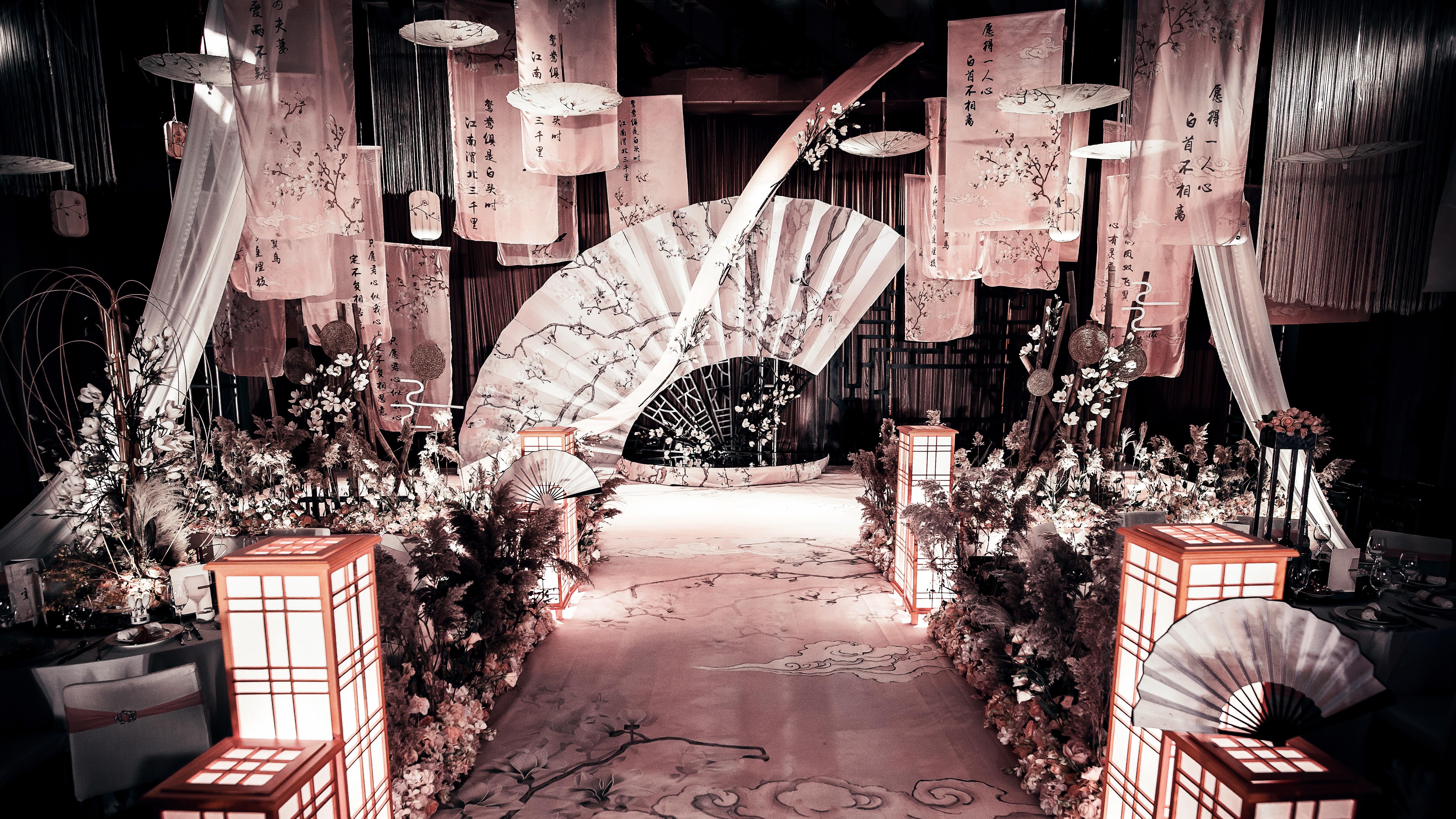 国风元素水墨色调新中式主题婚礼