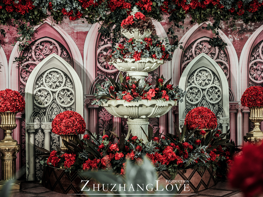 复古欧式红色婚礼富华大酒店