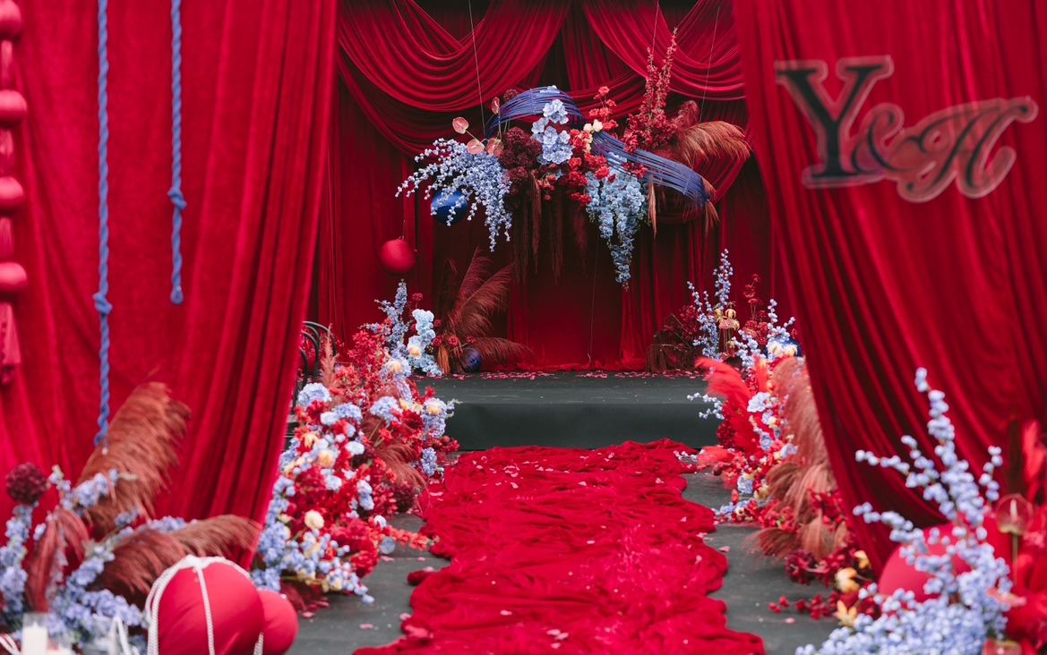 洗馬紅藍色撞色婚禮