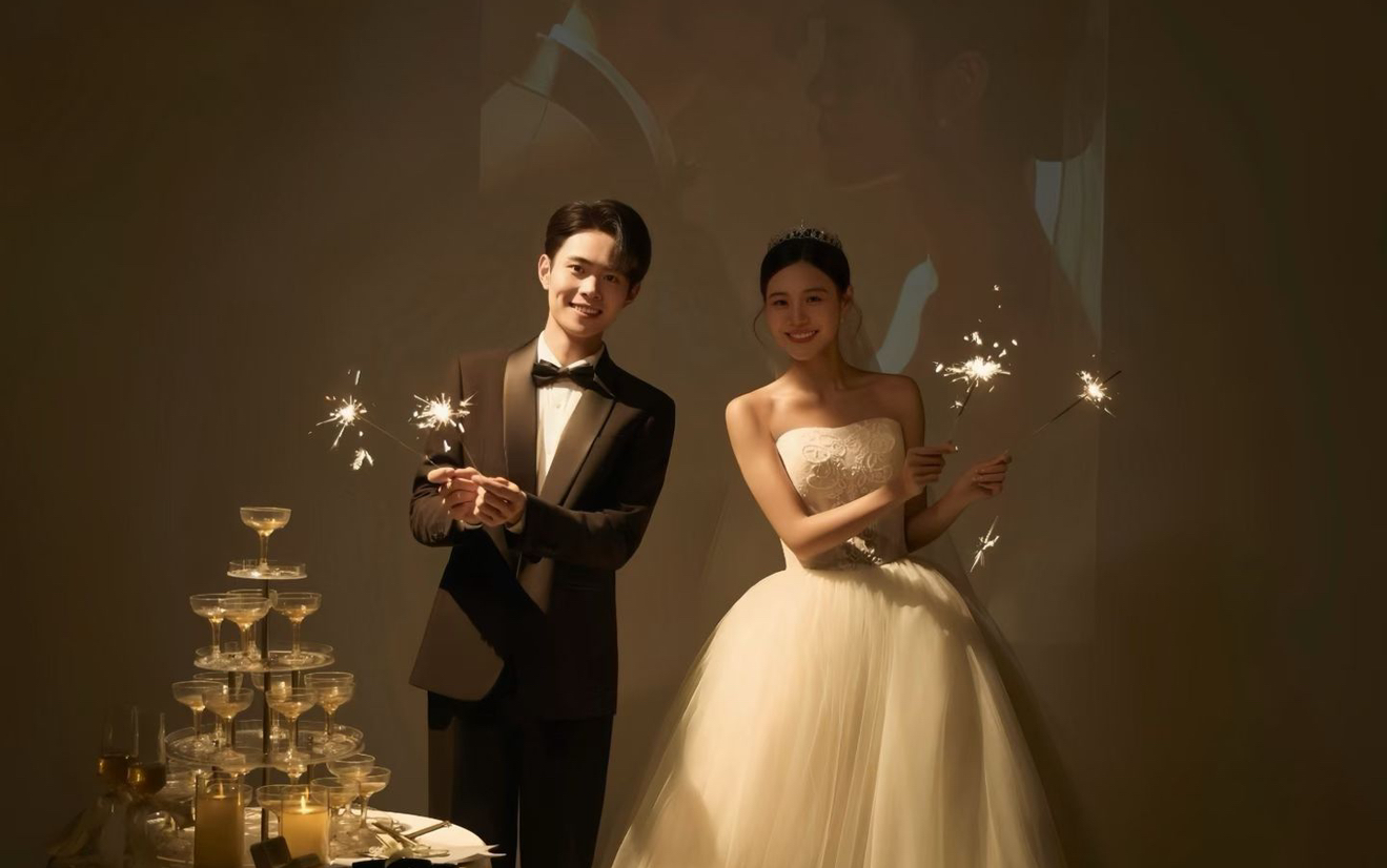 投影儀儀式感婚紗照