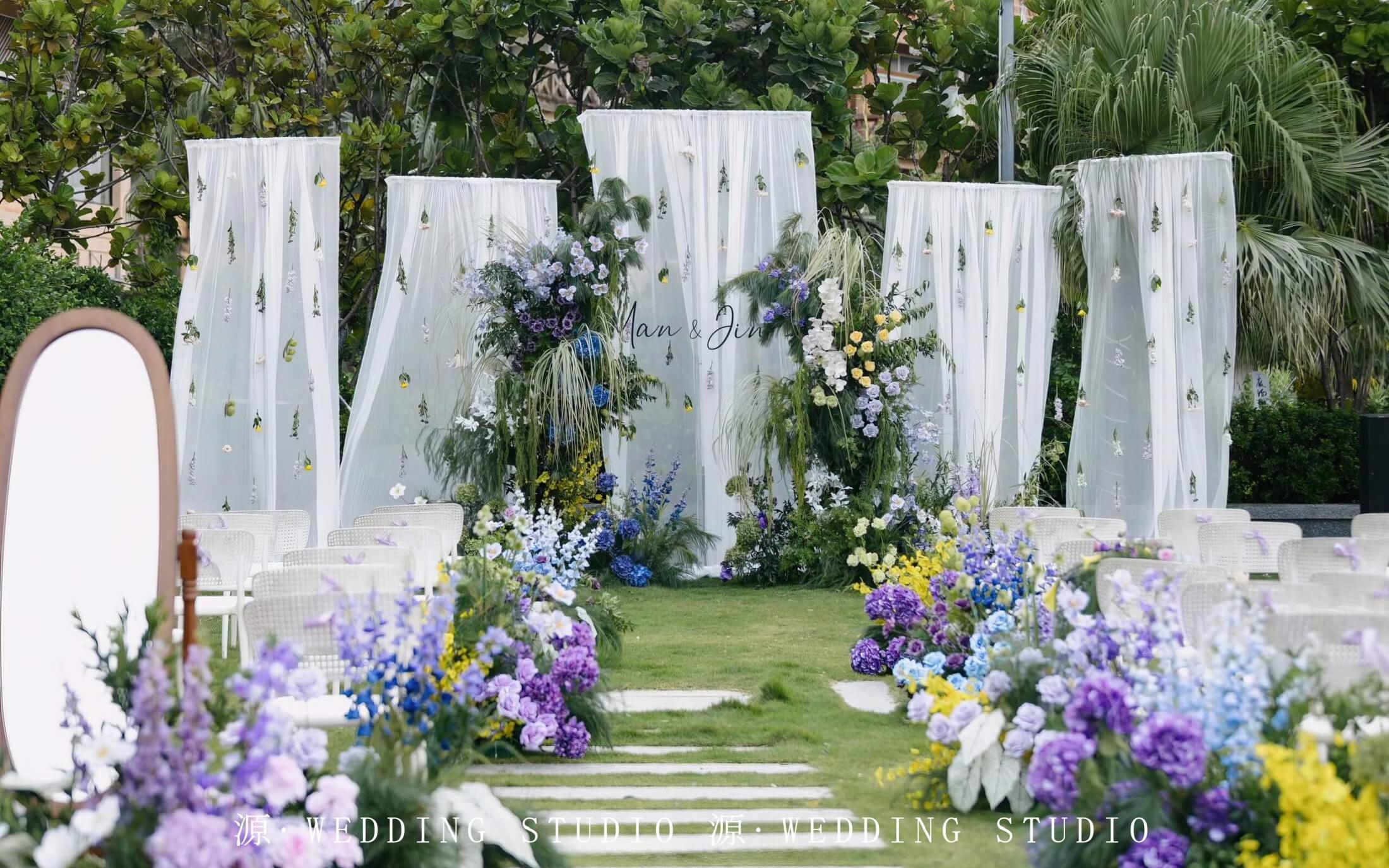 戶外白紗花串莫奈婚禮