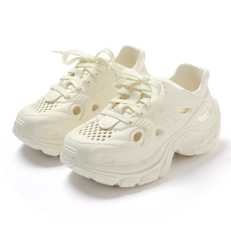 婚禮久穿不累腳 男女同款防滑踩屎感透氣加厚底軟底防滑洞洞鞋