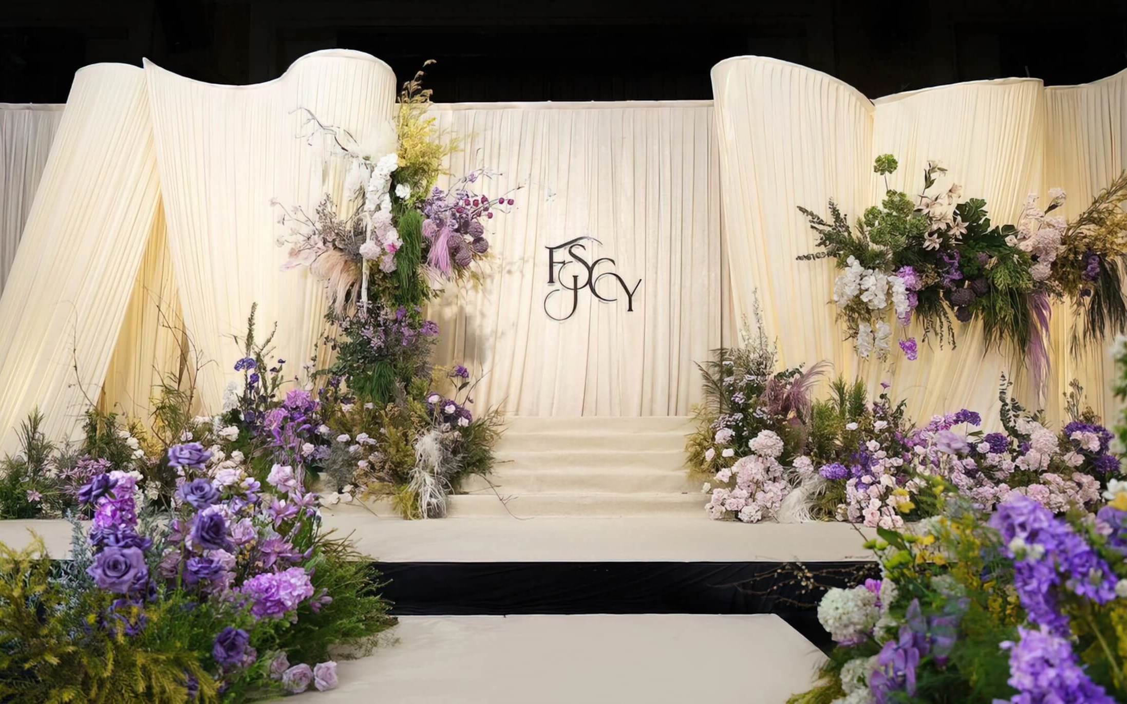 温柔香槟韩式布幔婚礼